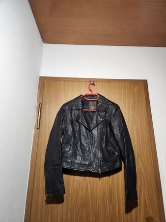 Veste en cuir Jsfnc. noir, taille 36/38, design suédois.
