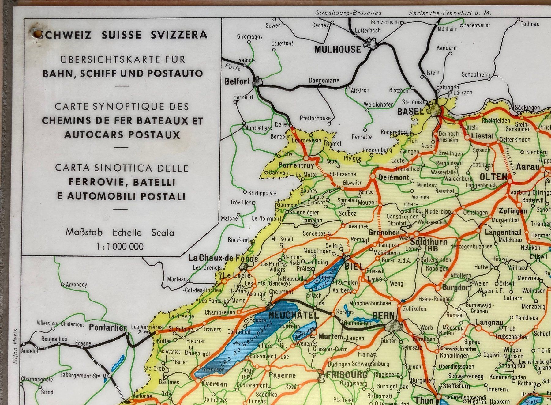 Poster & Bilder: Affiche CFF Übersichtskarte für Bahn, Schiff und Postauto CH – Gebraucht aus Versoix von Decapod 2