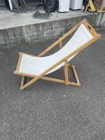Holz Liegestuhl weiss Stoff faltbar guter Zustand