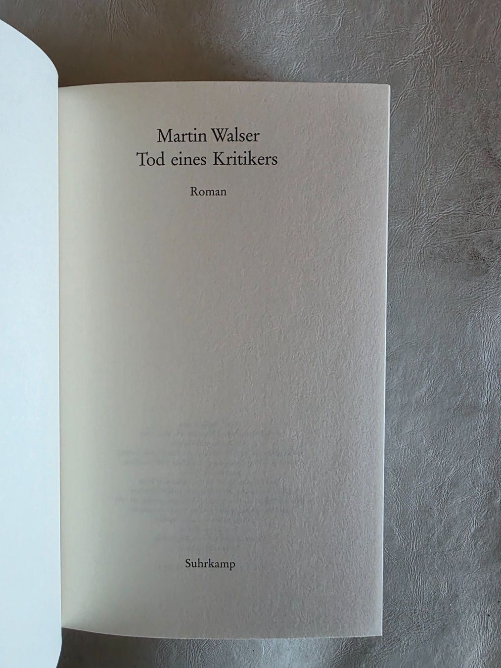 Libri: Martin Walser - Tod eines Kritikers - Suhrkamp 2002 – Usato da Walterswil BE venduto da Lonitti 1