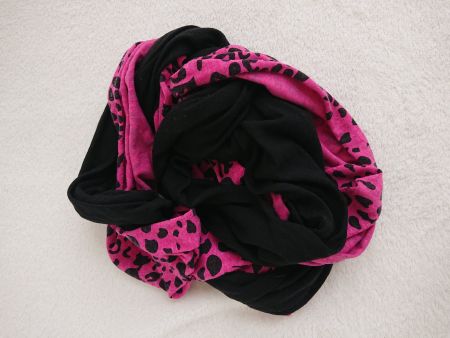 Mädchen Loop Schal Pink Schwarz Leo ca. 20cm x 80cm