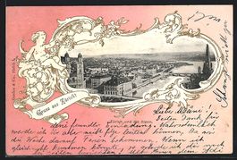 Zürich, Stadtansicht mit den Alpen im P