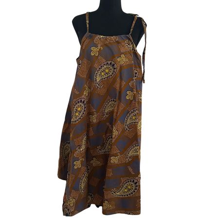 A-LINE COTTON SUMMER MIDI DRESS M