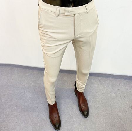NEUE Herren Bundfaltenhose Baumwolle beige Gr. M - 223342