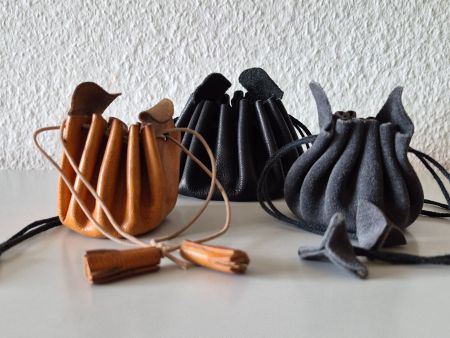 Lederbeutel 2× klein und 1× gross