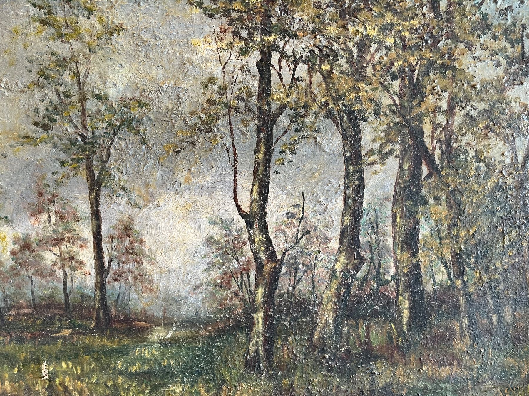 Dipinti: Antikes Waldölgemälde im Rahmen - Herbstdekor – Usato da Basel venduto da Kaffee_und_Kunst 3