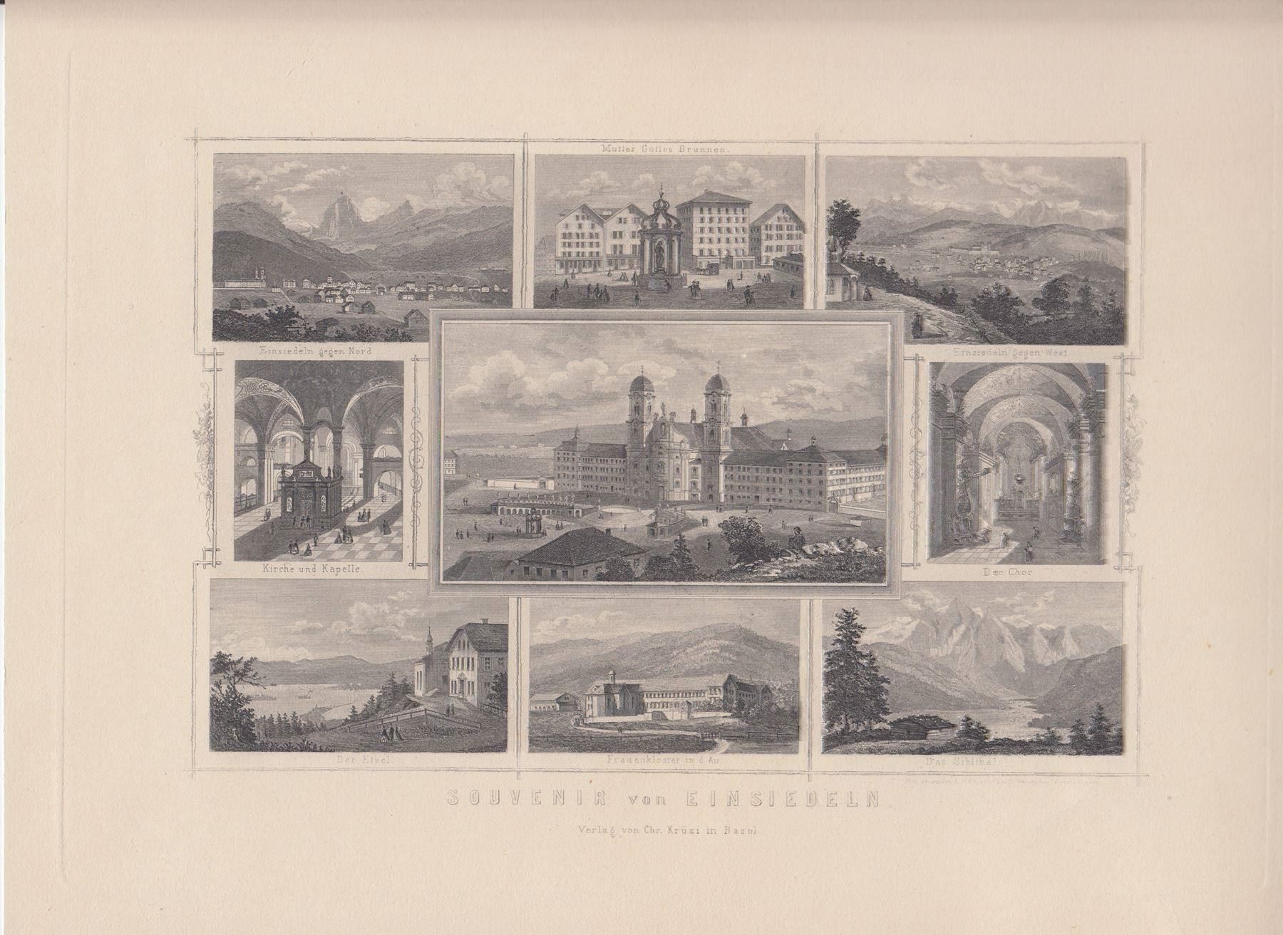 Incisioni: EINSIEDELN, STAHLSTICH 1865 – Antico da Grüningen venduto da Kartensammler 1