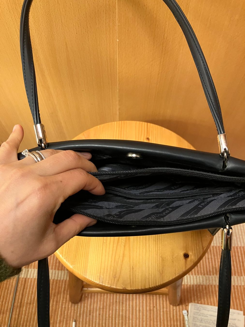 Borse: Handtasche, Francinel, Glattleder, Blaugrau – Usato da Zürich venduto da ancillaschmidhauser 4