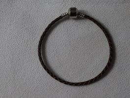 Klassisches Lederarmband Braun geflochten Klipp-Verschluss