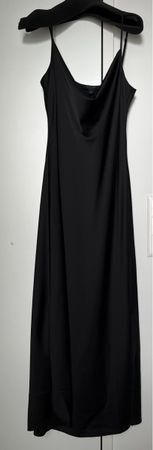 AllSaints Maxikleid Spaghettiträger Satinoptik schwarz 36