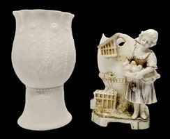 Kaiser Biskuit Kerzenhalter + figurine biscuit femme poussin