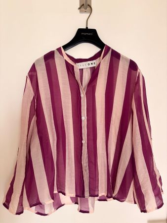 Camicia Haveone a righe bordeaux e rosa, mai usata