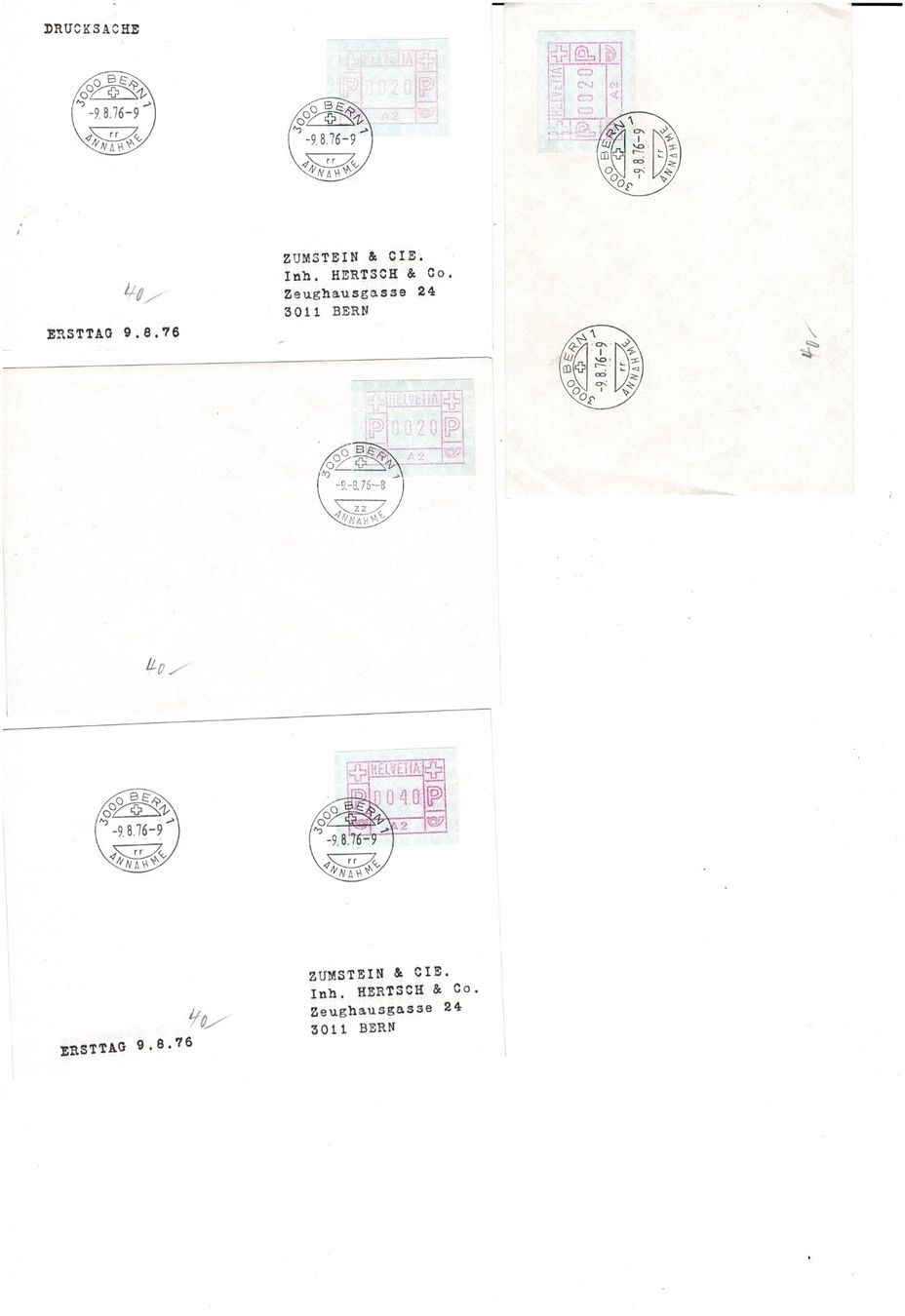 Alle Briefmarken: ATM 1 II 4 FDC – Gebraucht aus Lausanne von Whorvath