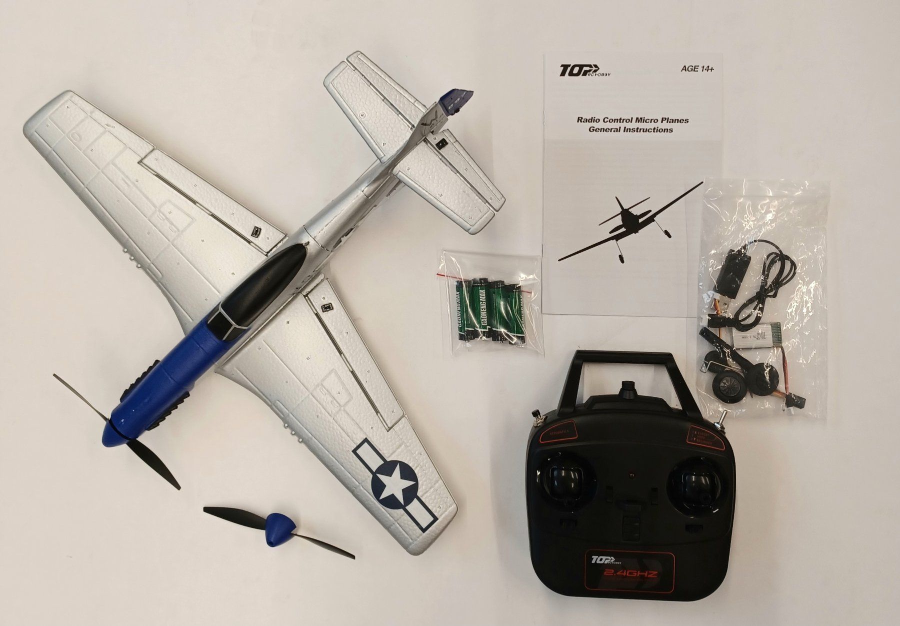Modellismo RC: TOP-RC Mini P51D Blau RTF 450mm / TOP097B01 – Usato da Hosenruck venduto da soxos01