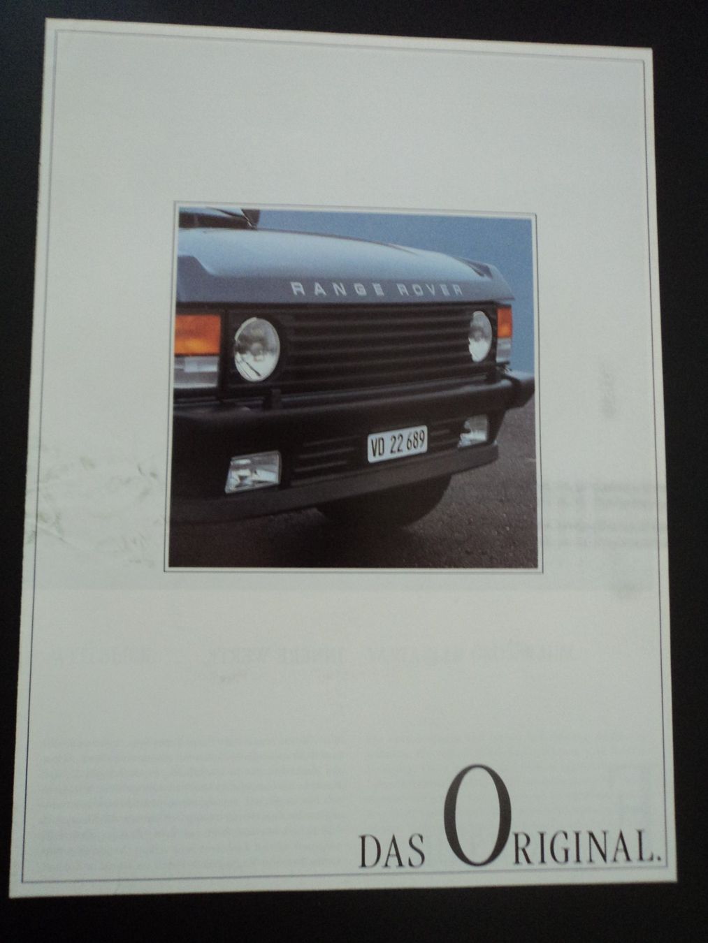 Rover Documenti: Prospekt Range Rover 1986 – Usato da Schwarzenburg venduto da modelCARama