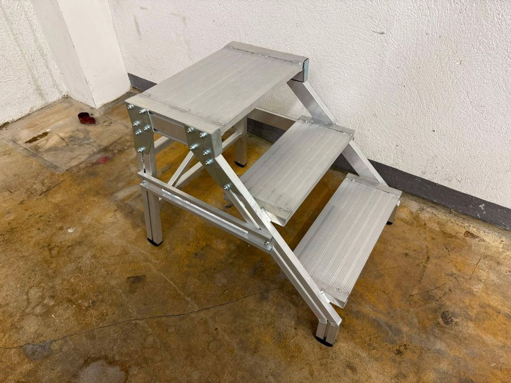 Risornda Wohnmobil-Tritthocker – Aluminium, 4-stufig Höhenverstellbar, 48,3x36,8 Cm, Rutschfeste Gummifüße