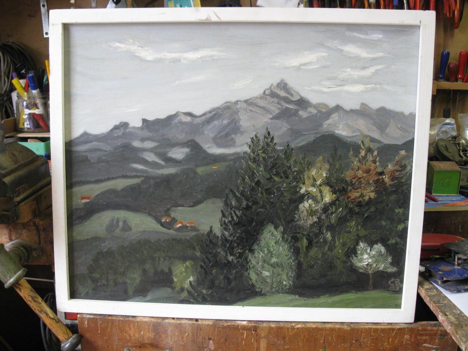 Dipinti: Landschaft mit Säntis – Usato da Altstätten venduto da antikundart