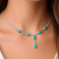 Türkis Howlith Kette Y Collier Silber 925 Halskette Modern