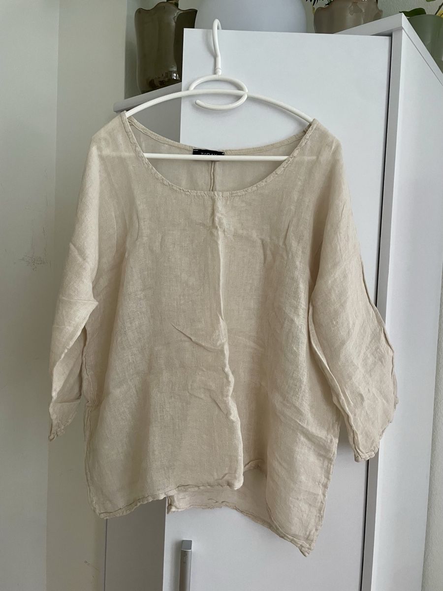Blusen:  Beige Leinen Bluse, onesize – Gebraucht aus Zürich von Carlajimena
