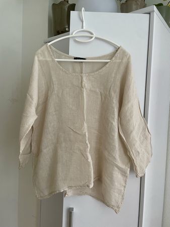  Beige Leinen Bluse, onesize