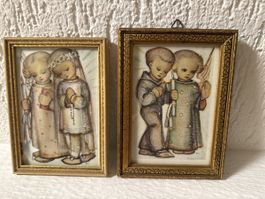 2 alte Hummel Wandbilder (1956) – Kommunion / Engel – Vintag