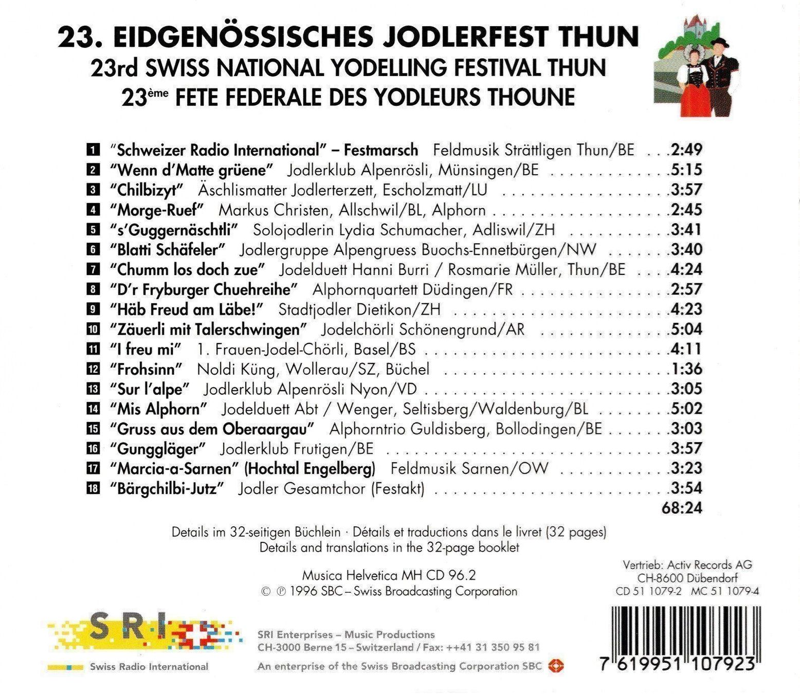 CD: 23. Eidgenössisches Jodlerfest Thun – Nuovo e nell'imballaggio originale da Allmendingen b. BE venduto da MMC-MuMeCo 1