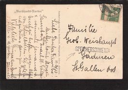 Stabstempel Speicher-Schwendi auf AK , 23.9.1927