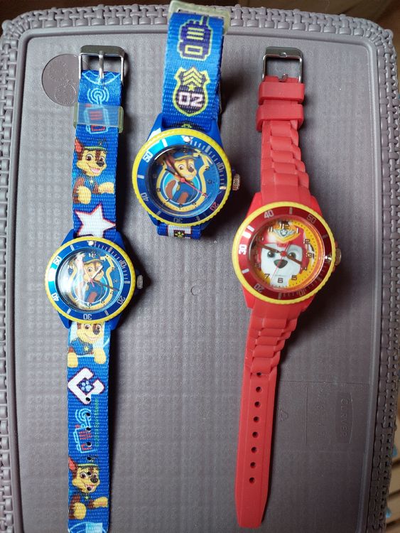 Montre Paw Patrol Pour Enfants - Bracelet Bleu Caoutchouc - Apprentissage De L'heure - Modèle Favorite Pups