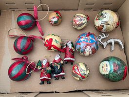 Palline di Natale vintage in legno, decorate