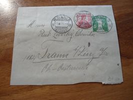 Briefteil Ganzsache 1911, o Mollis, Zusatzfrankatur