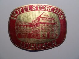 Kofferaufkleber Hotel Storchen – Lörrach  ca. 1960