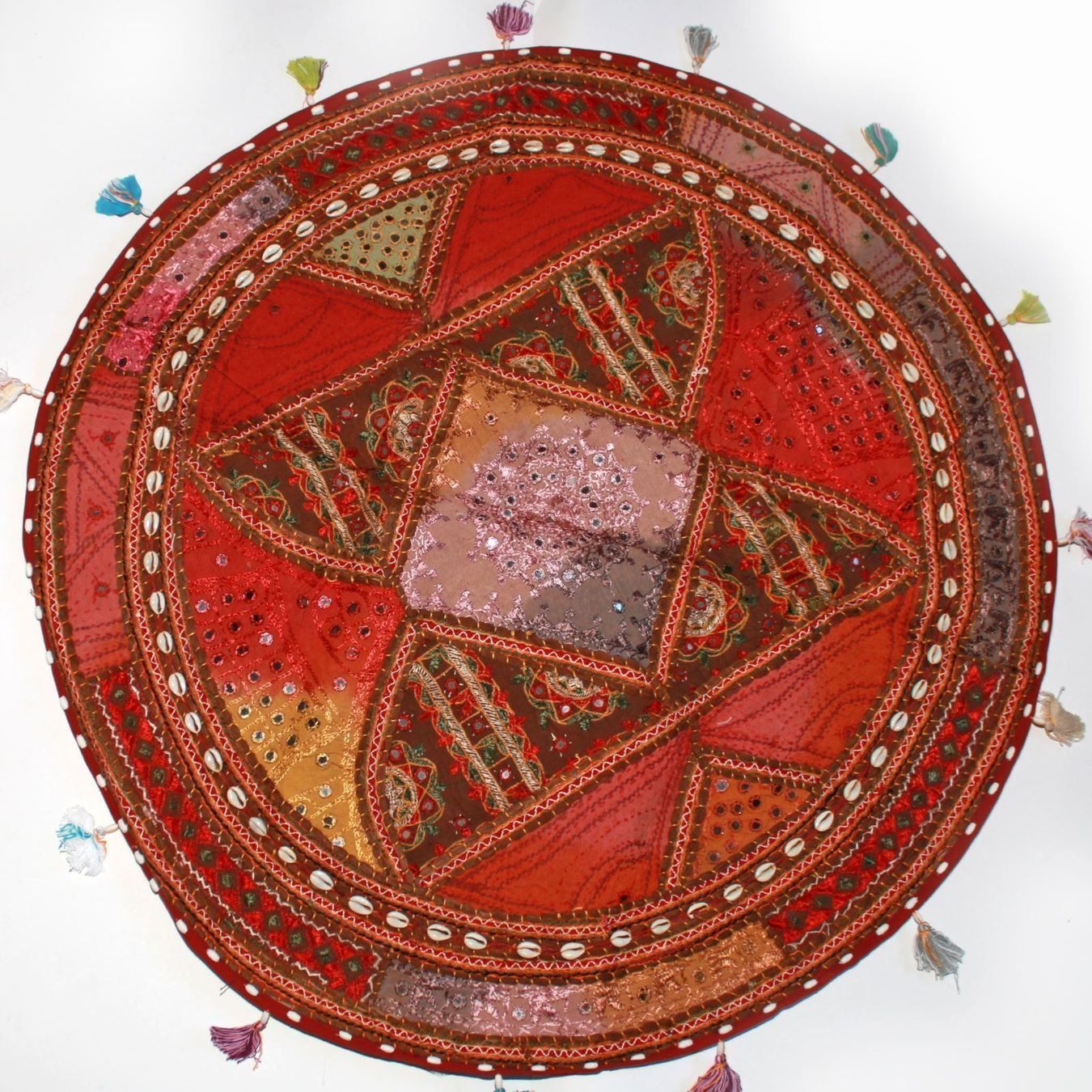 Tappeti: Patchwork Teppich Tischdecke 90cm rund Rot Braun Tischläufer – Nuovo e nell'imballaggio originale da Bad Salzdetfurth venduto da Weltenbummler-Shop 3