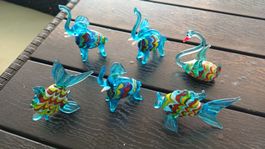 ​6-teiliges Set Vintage Glasfiguren / Miniatur Tieren (Muran