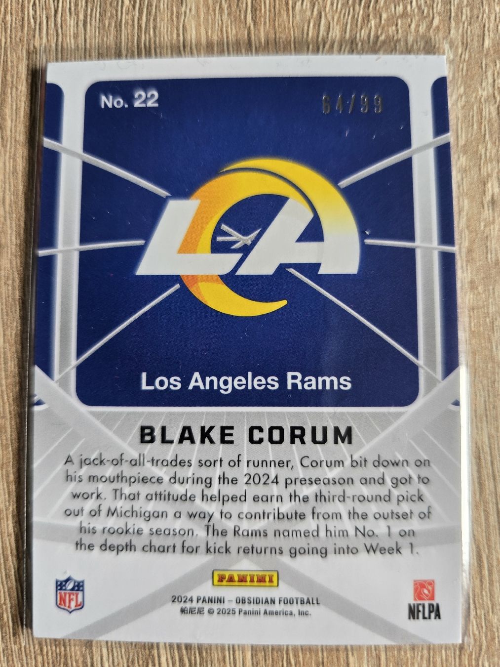 Panini Sammelbilder & Trading cards: Panini Obsidian Blake Corum Atomic Initials /99 LA Rams – Neu (gemäss Beschreibung) aus St. Gallen von SaintCity 1