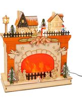AKTION LETZTE Weihnachtliche Kaminlampe mit LED aus Holz