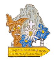 U390 - Pin Schweiz Berg Steinbock Edelweiss Enzian Seebenalp