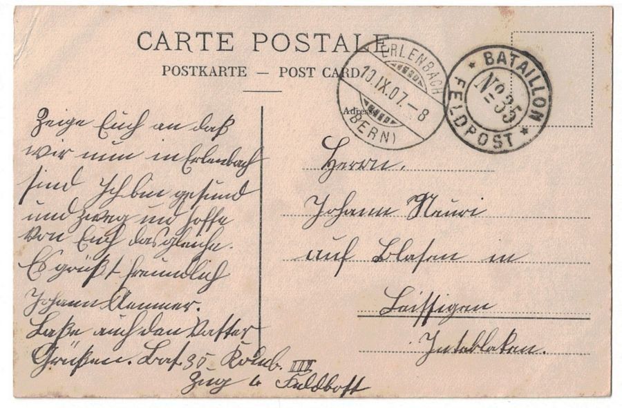 Cartoline postali: Erlenbach im Simmental, gelaufen 1907 – Usato da Frauenfeld venduto da POML 1