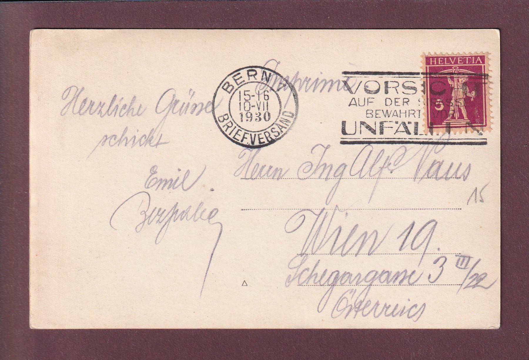 Cartes postales: BERN - Weltpostdenkmal - Leute - 1930 // Eckbug // – D'occasion à Pully par nicecards 1