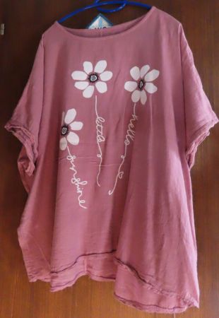Tunique rose en coton motif fleurs Made in Italy