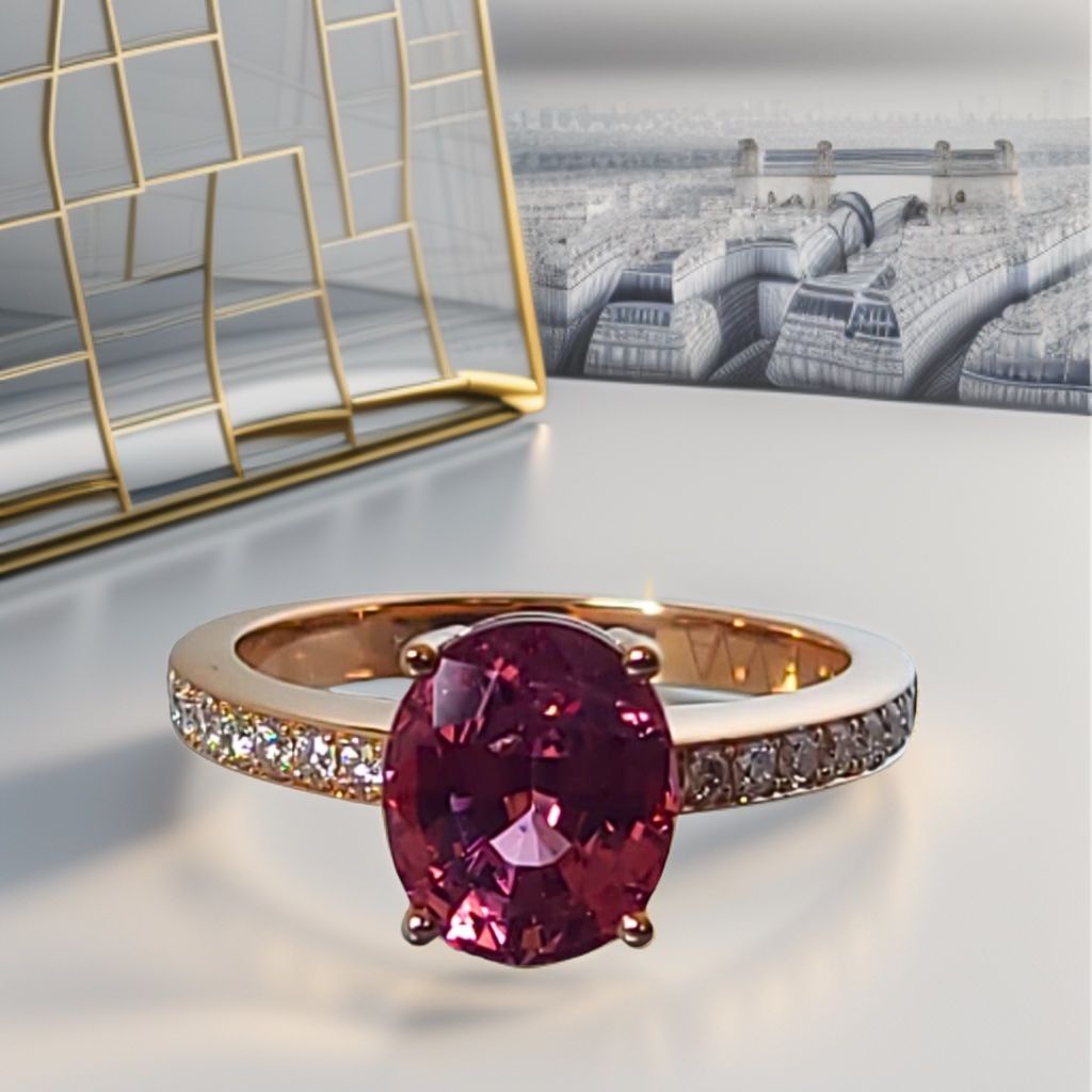 Anelli: Spinelle rose ovale, diamants et or rose – Nuovo e nell'imballaggio originale da Montreux venduto da hev_mv5m 8
