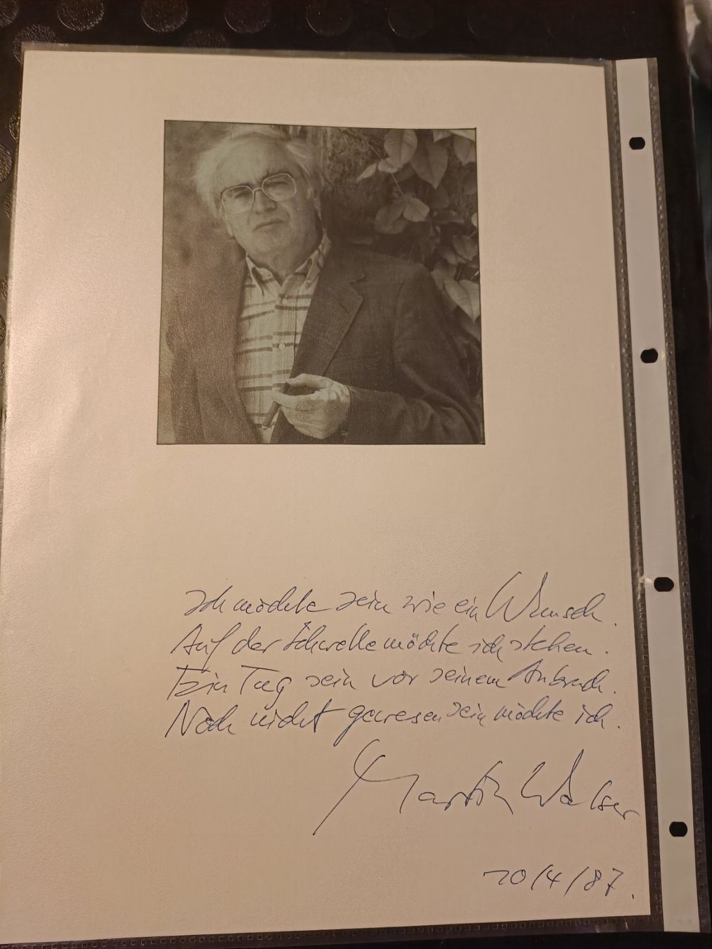 Autografi: Martin Walser - 20x30cm - handsigniert mit Spruch – Usato da Menziken venduto da Artographs