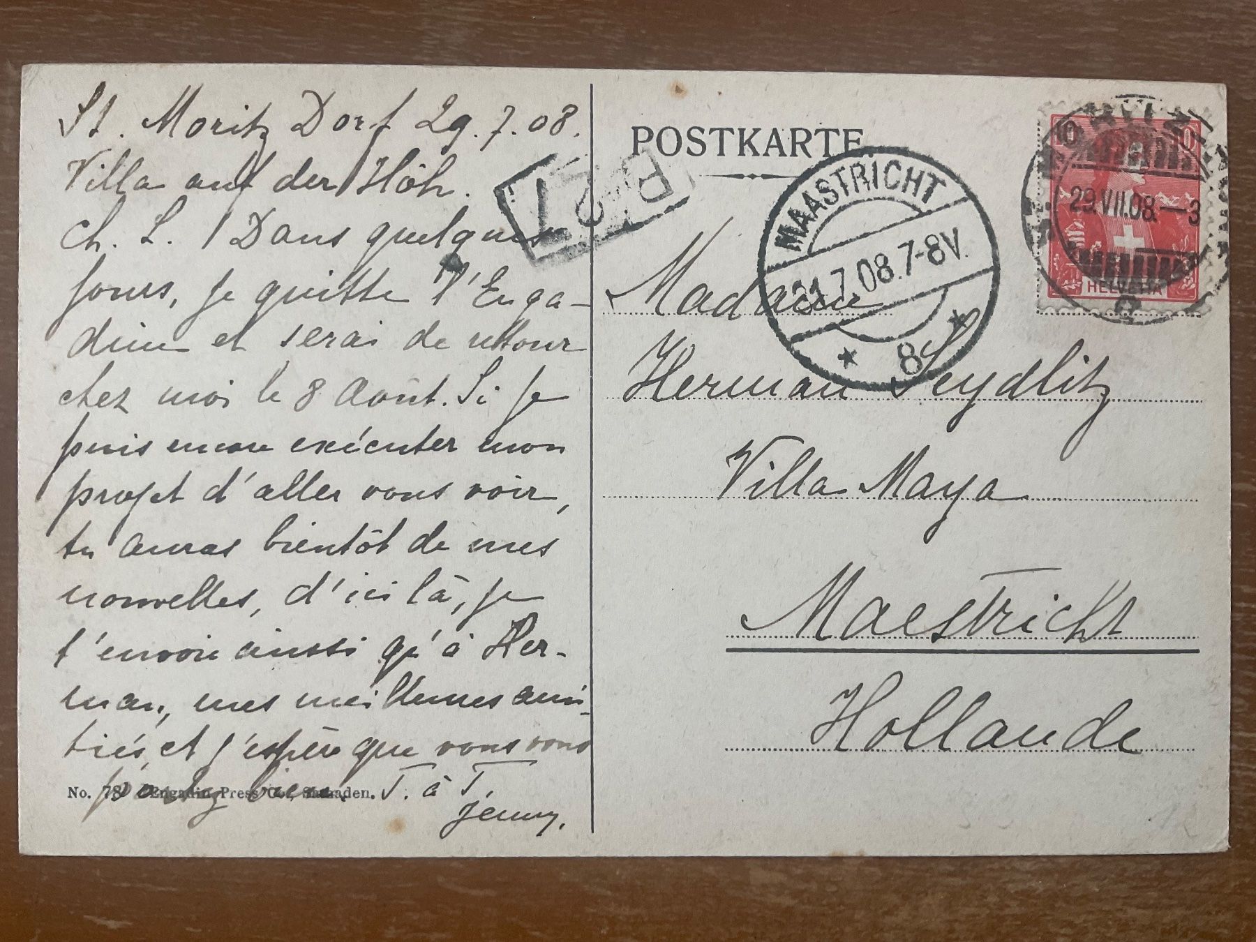 Cartoline postali: AK St. Moritz 1908 – Usato da Zürich venduto da tol_b7c7 1