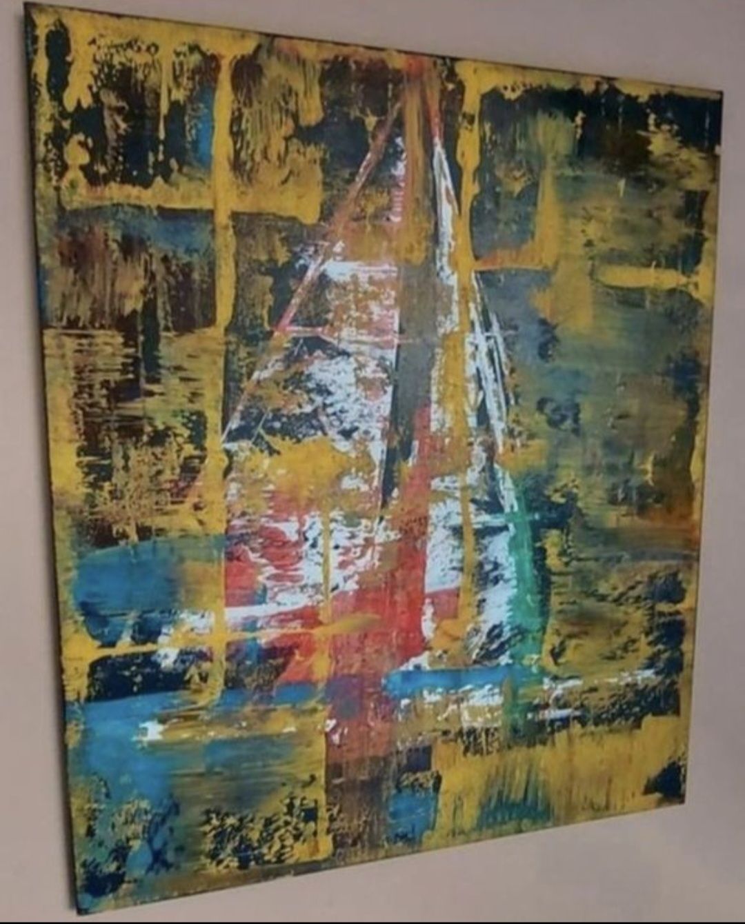 Dipinti: Abstraktes Gemälde, Segelboot,handmade 50×60 – Nuovo (secondo la descrizione) da Riehen venduto da Steinbock1970 1