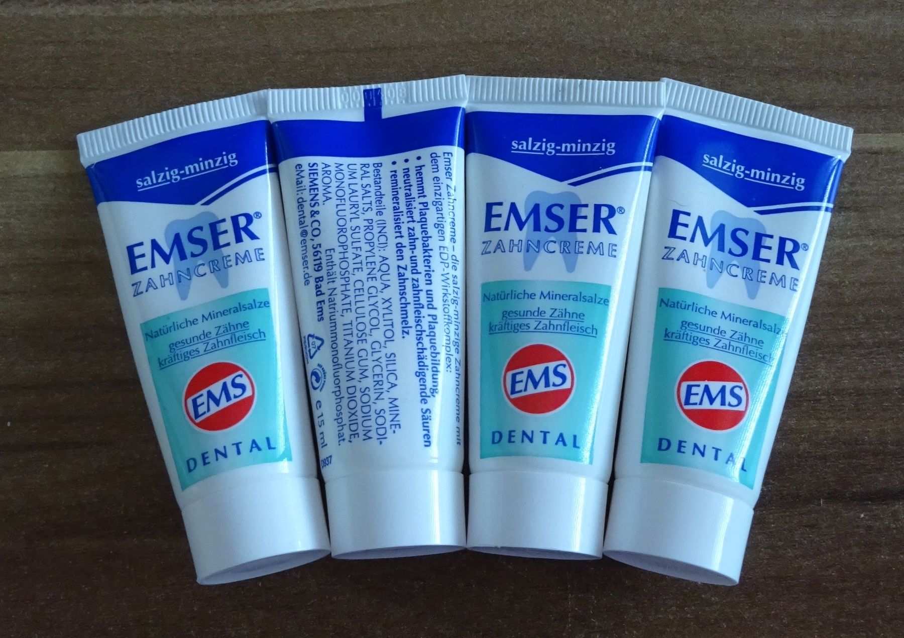 Cura dei denti: 4 x 15 ml EMSER Zahncreme – Nuovo e nell'imballaggio originale da Wagenhausen venduto da M.Sieg