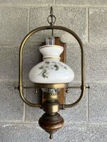 Wandlampe Messing Holz Glas floral gemustert antiker Stil