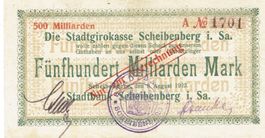 Scheibenberg 500 Mrd.Mark+Stempel+U-Schrift 08.08.1923 VZ++