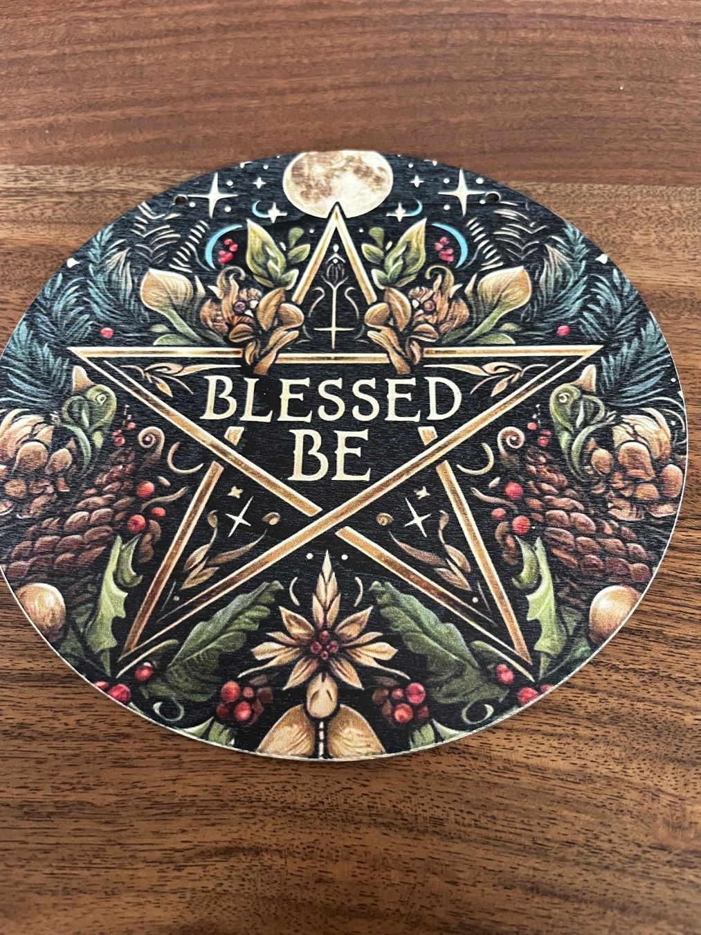 Alle Dekorationen: Esoterische Holzdeko "Blessed Be", Pentagramm – Neu und originalverpackt aus Gams von Mariawicca 1