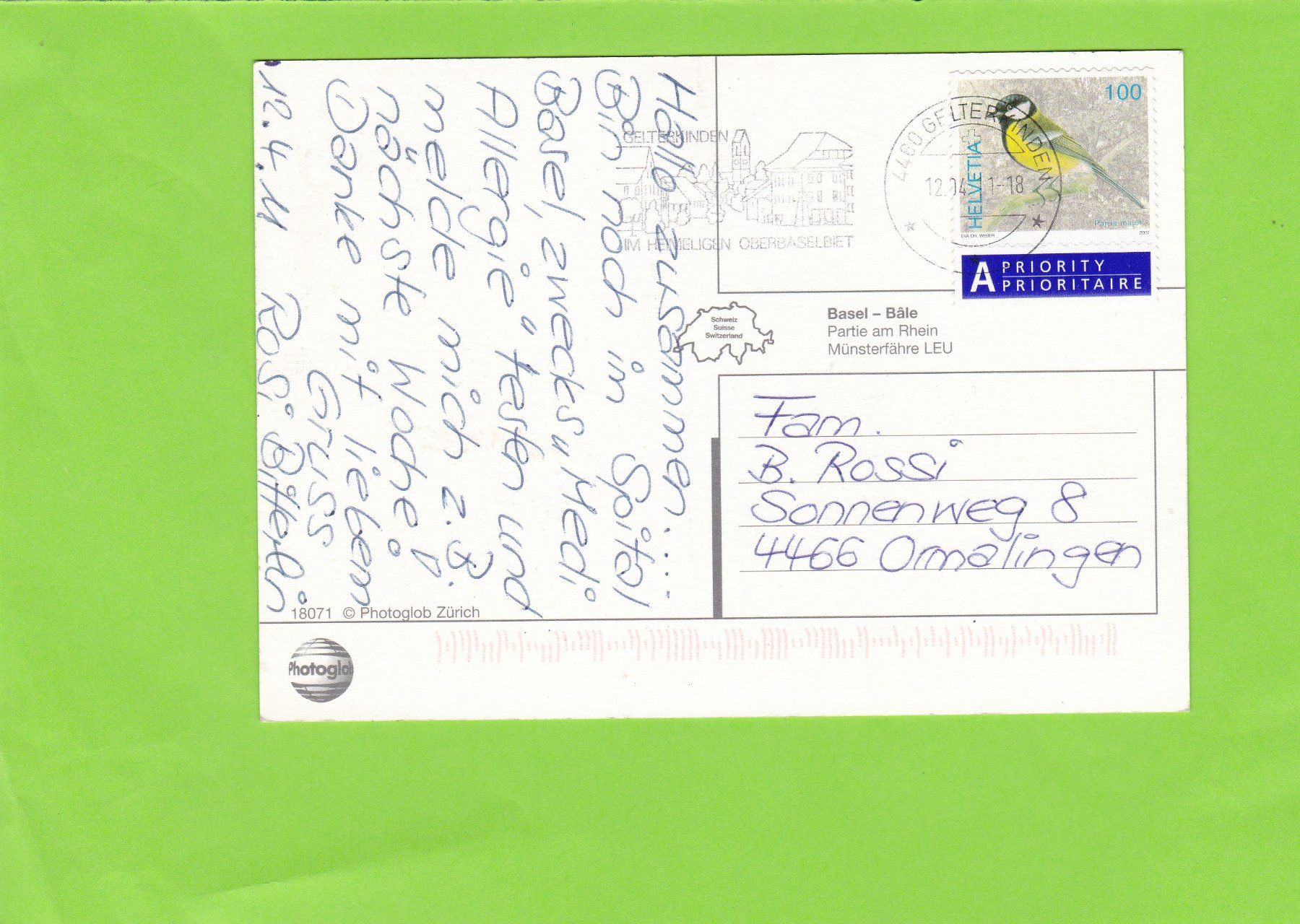 Cartoline postali: Basel-Münsterfähre LEU – Usato da St. Peterzell venduto da neckertal 1