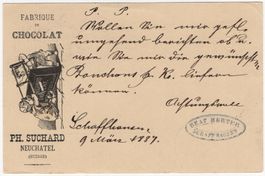 SUCHARD Postkarte - verwendet v. SCHAFFHAUSEN nach HOTTINGEN