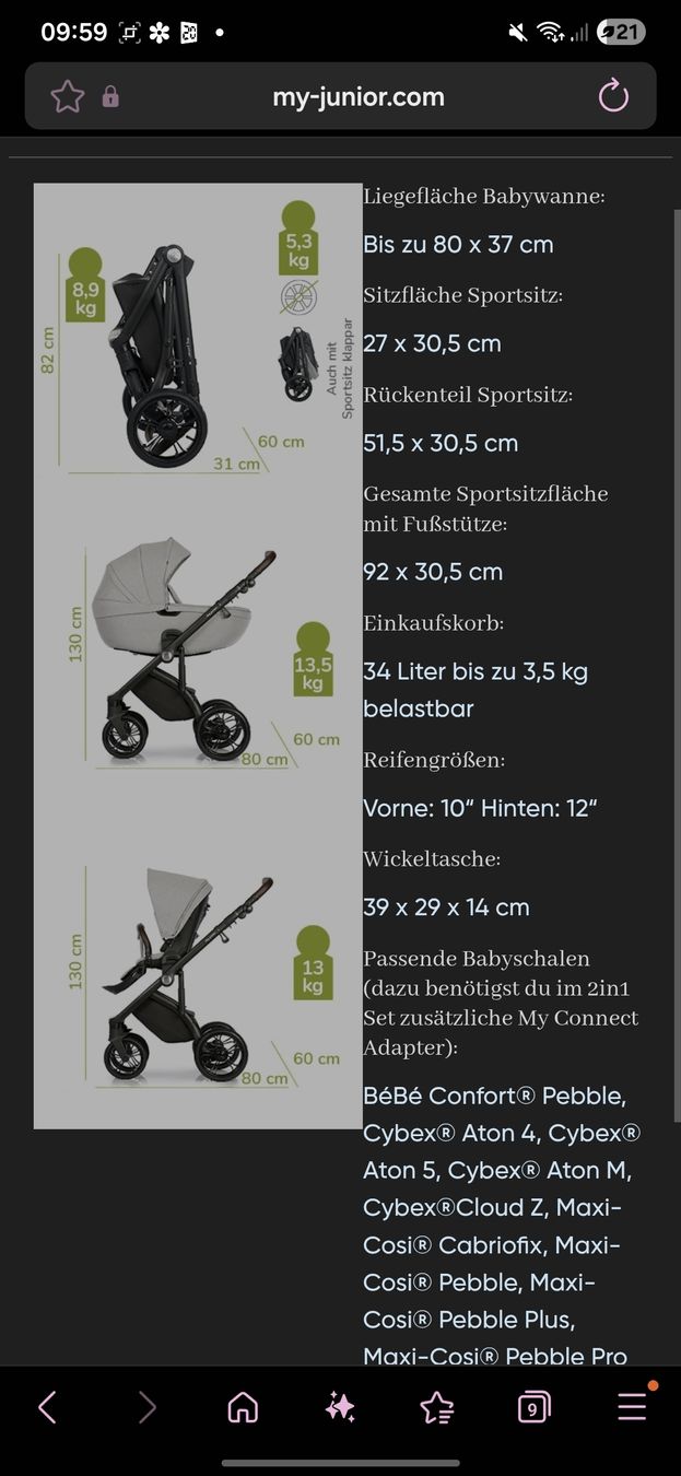 Kinderwagen: My Junior VITA 2 Unique - 2 in 1 Starterset – Gebraucht aus Belp von jan_bm9v 8